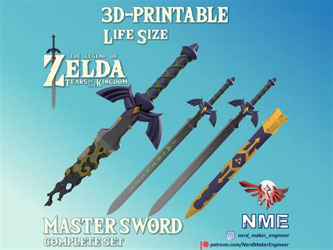 3d File Master Sword Zelda Tears Of The Kingdom Complete Set Life Size 🗡️・model To