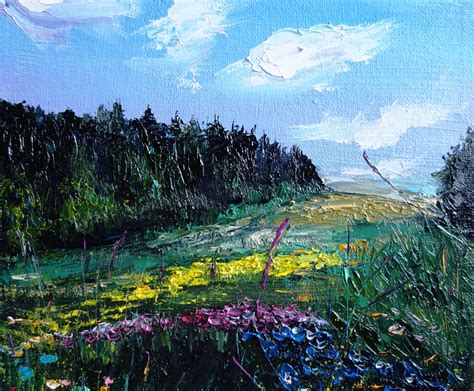 Wildflower Oil Painting Original Art Landscape Artwork Flower | Etsy