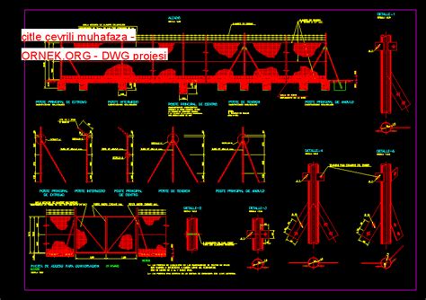 çitle çevrili muhafaza dwg projesi Autocad Projeler