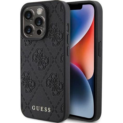 Etui Guess HardCase Leather 4G Stamped Do IPhone 15 Pro Max Czarne