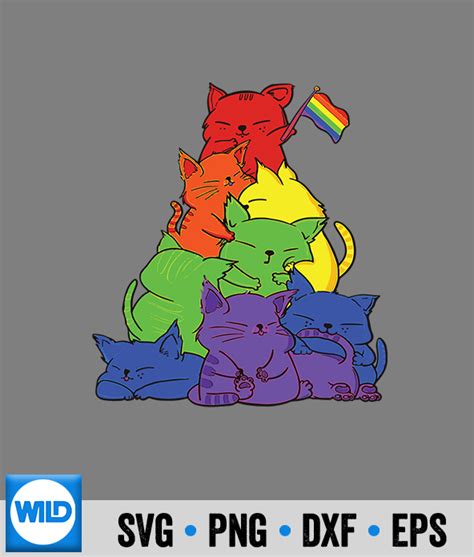 LGBT SVG Cat Lgbt Cute Cats Gay Pride Pile Kawaii Flag Lgbt Month SVG WildSvg