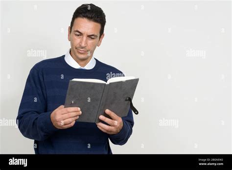 Portrait Of Mature Handsome Man Reading Book Stock Photo Alamy