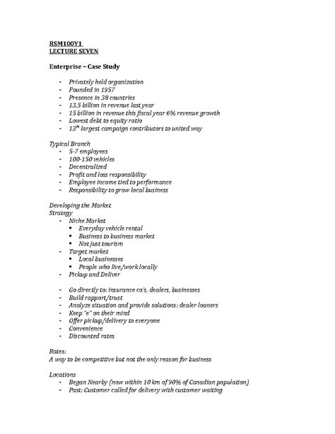 Rsm Y Lecture Seven Rsm Y Lecture Seven Enterprise Case Study