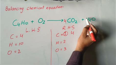 Balancing Chemical Equations C4h10 O2 Co2 H2o Youtube