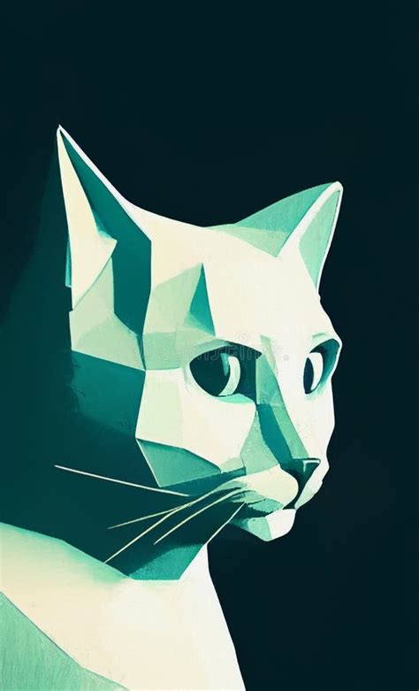 Arte Digitale Stilizzata Con Gattino A Basso Profilo Illustrazione Di