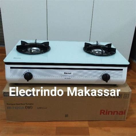 Jual Kompor Gas 2 Tungku Kaca Api Lilin Putih Rinnai RI 712GA W