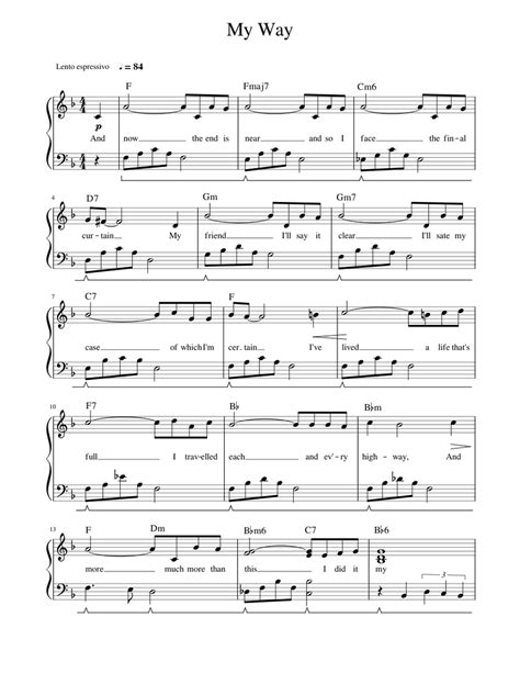 My Way Sheet Music For Piano Solo Easy