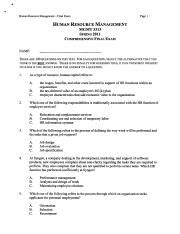 MGMT 3313 0001 Pdf Human Resource Management Final Exam Page 1 HUMAN