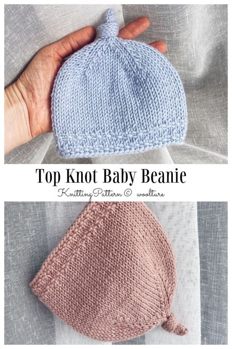 Top Knot Baby Beanie Hat Free Knitting Pattern Knitting Pattern