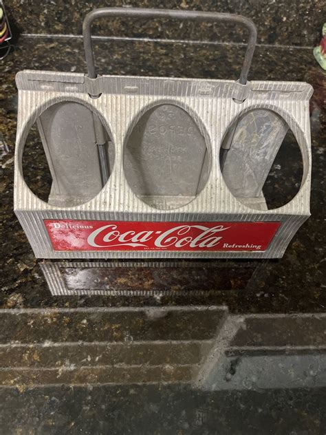 Vintage Coca Cola Aluminum Metal Pack Bottle Carrier With Vintage