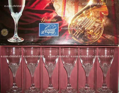 CRISTAL D ARQUES 6 verres a vin en cristal modèle Granville EUR 58 00