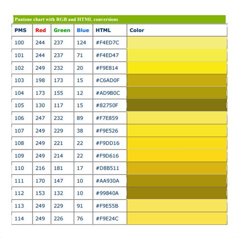 Free 25 Sample Color Chart Templates In Pdf Ms Word