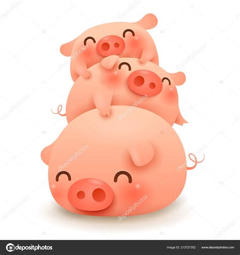 Pig Pile Three Little Pigs Chinese New Year Year Pig — Stock Vector ...