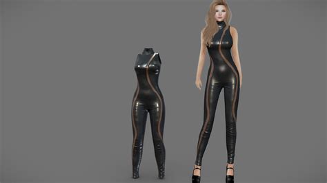 Female Sleeveless Leather Bodysuit Buy Royalty Free D Model By Dia