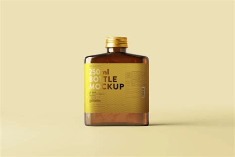 Flat Square Liquor Glass Bottle Mockup Mockup Free