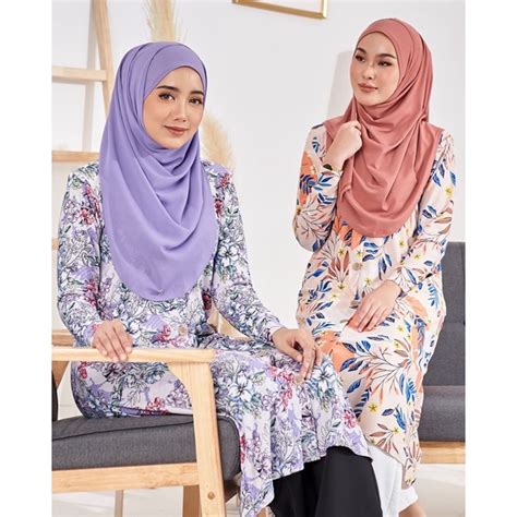 BLOUSE LABUH MUSLIMAH MEDI LORNA IRONLESS READY STOCK Moss Crepe