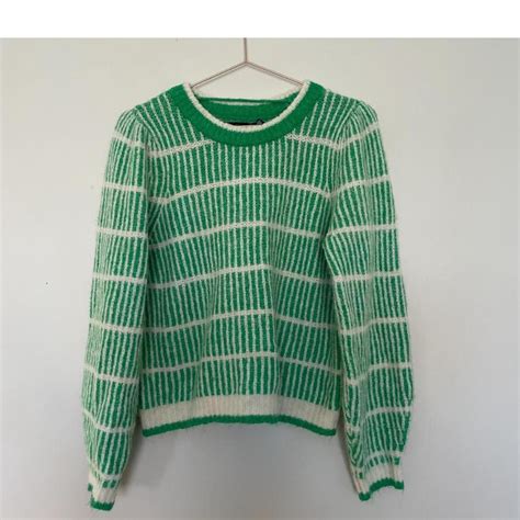 REPOP Green And White Knit Sweater Green And Depop