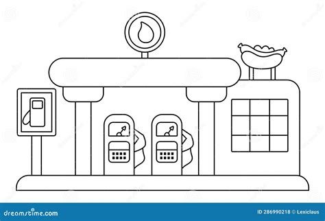 Vector Black And White Gas Station Icon Gasoline Or Fuel Stop With