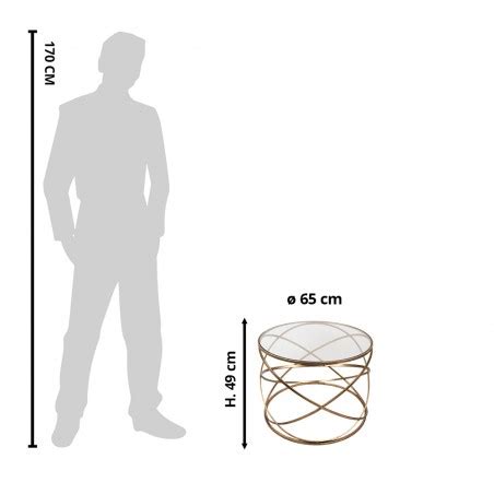 50699 Bijzettafel Ø 65x49 cm Goudkleurig Ijzer Glas Rond