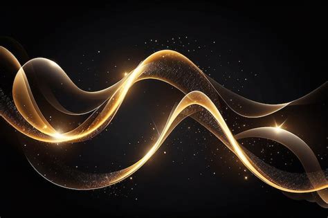 Premium Photo Gold Light Effect Curves With Sparkle On Black