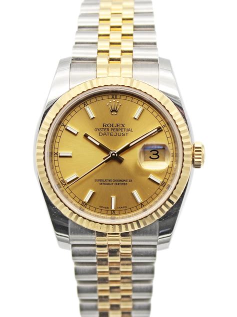 Rolex Datejust 36mm Two Tone Fluted Bezel Jubilee Bracelet Champagne