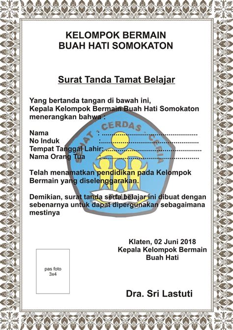 Contoh Format Ijazah Paud