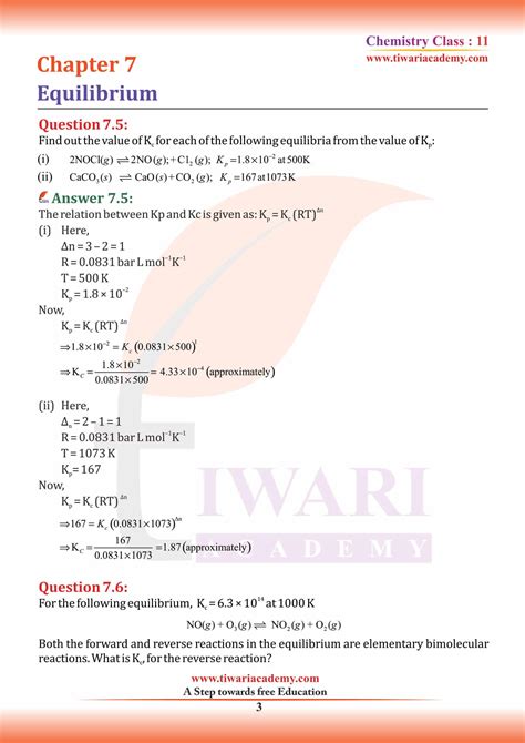 Ncert Solutions For Class Chemistry Chapter Equilibrium