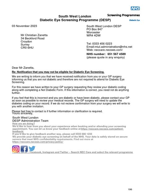 Diabetic Eye Screening General Letter 3 November 2023 Download Free