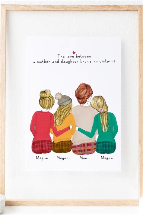 Personalized Daughters And Mom Print Art 3 Daughters Best Ts For