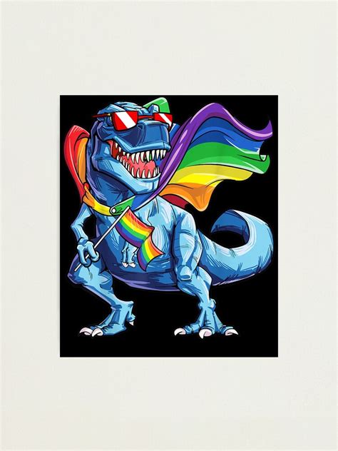 Dinosaur Gay Pride Flag Lgbt Lesbian Bi T Rex Photographic Print For