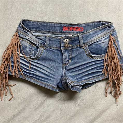 Bongo Shorts Vintage Bongo Jean Shorts Size Blue Whiskered Side