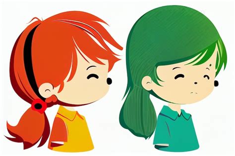 Un Dessin Anim De Deux Filles Aux Cheveux Verts Et Une Coupe De