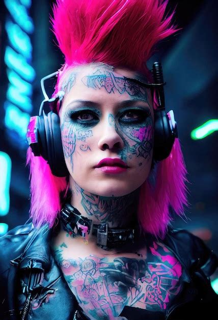 Premium Ai Image Realistic Portrait Of A Fictional Punk Girl With