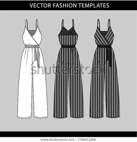 Jumpsuit Fashion Flat Sketch Template Stock Vector Royalty Free