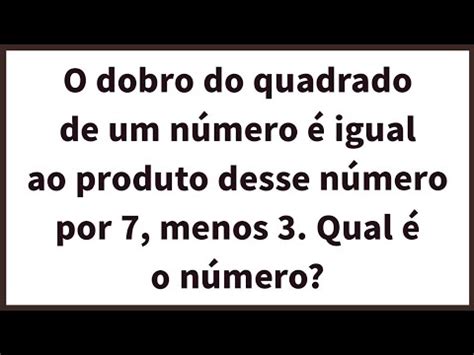 Problema equação do 2º grau exercício 9 ano YouTube