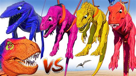 HULK Carnotaurus Vs Mosasaurus Godzilla Vs T REX Colors Jurassic