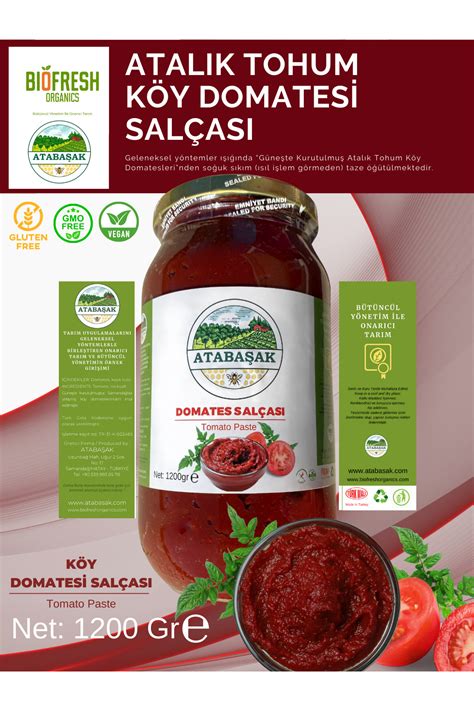 ATABAŞAK KÖY DOMATESİ SALÇASI 1200 gr Güneşte Kurutma Taze Öğütme