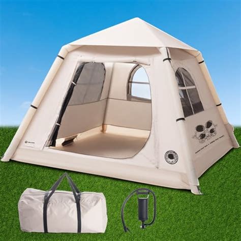 Portable Inflatable Camping Tent with Pump, Easy Setup 4 Season Glamping Tent,