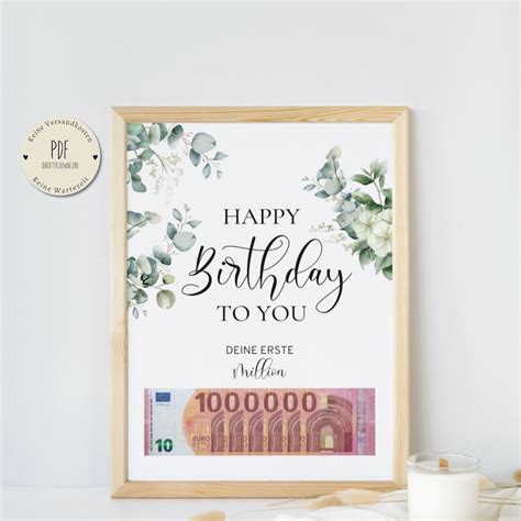 Geldgeschenk Geburtstag Deine Erste Million Happy Birthday A Etsy De