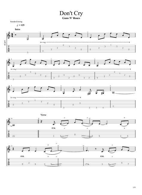 Guns N Roses Dont Cry Chords Tabs GunsNRoses