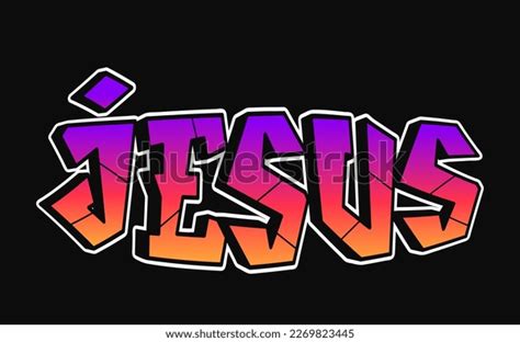 Jesus Word Trippy Psychedelic Graffiti Style Stock Vector Royalty Free