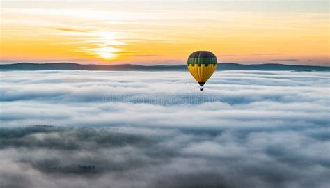 Flying High In Hot Air Balloon Adventure In Nature Generated By AI Stock Illustration