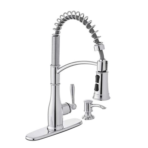 Mandouri Single Handle Spring Neck Pull Down Sprayer Kitchen Faucet With Soap Dispenser In