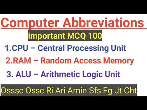 Computer Abbreviations Important Mcq 100 Computer Full Form Jt RI