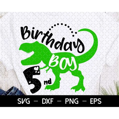 Dinosaur Birthday Boy Svg Saurus Svg 5nd Birthday Svg Dxf Inspire