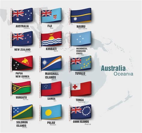 Premium Vector The Oceania Map Divided By Countries