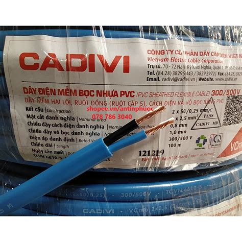 Dây điện đôi 2 lớp vỏ 2x2 5 mm Cadivi cuộn 100 mét dây điện mềm dẹp 2