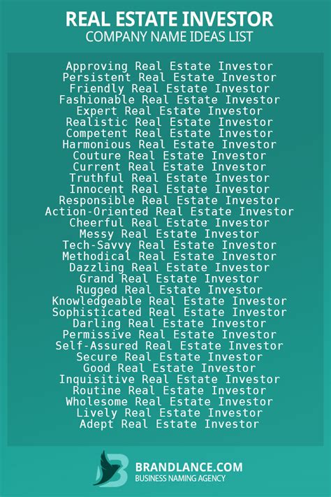 Real Estate Investor Business Name Ideas List Generator