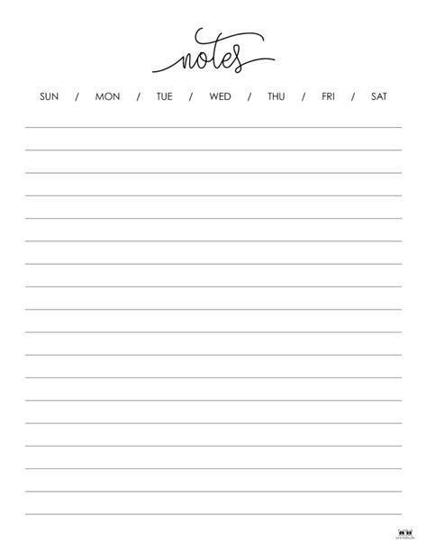 Printable Note Pages Notebook Paper Template Printable Off