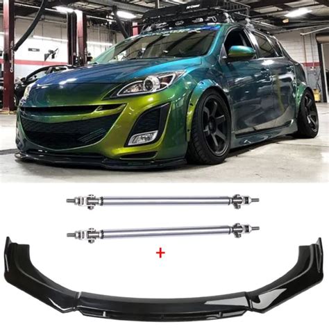 Front Bumper Lip Spoiler Splitter Body Kit Strut Rods For Mazda